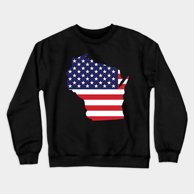 Wisconsin State Shaped Flag Background Crewneck Sweatshirt by anonopinion